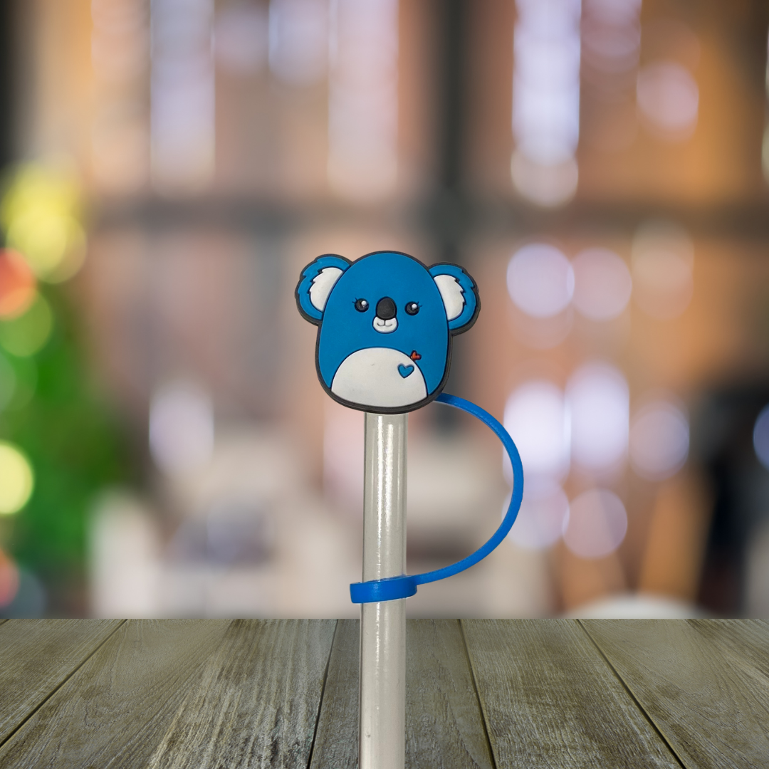 Round Blue Koala Straw Topper