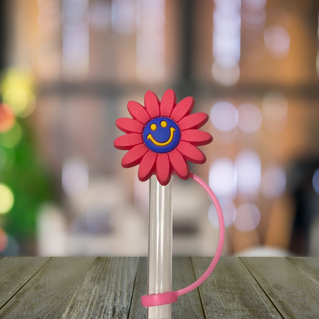 Pink Sunflower Straw Topper