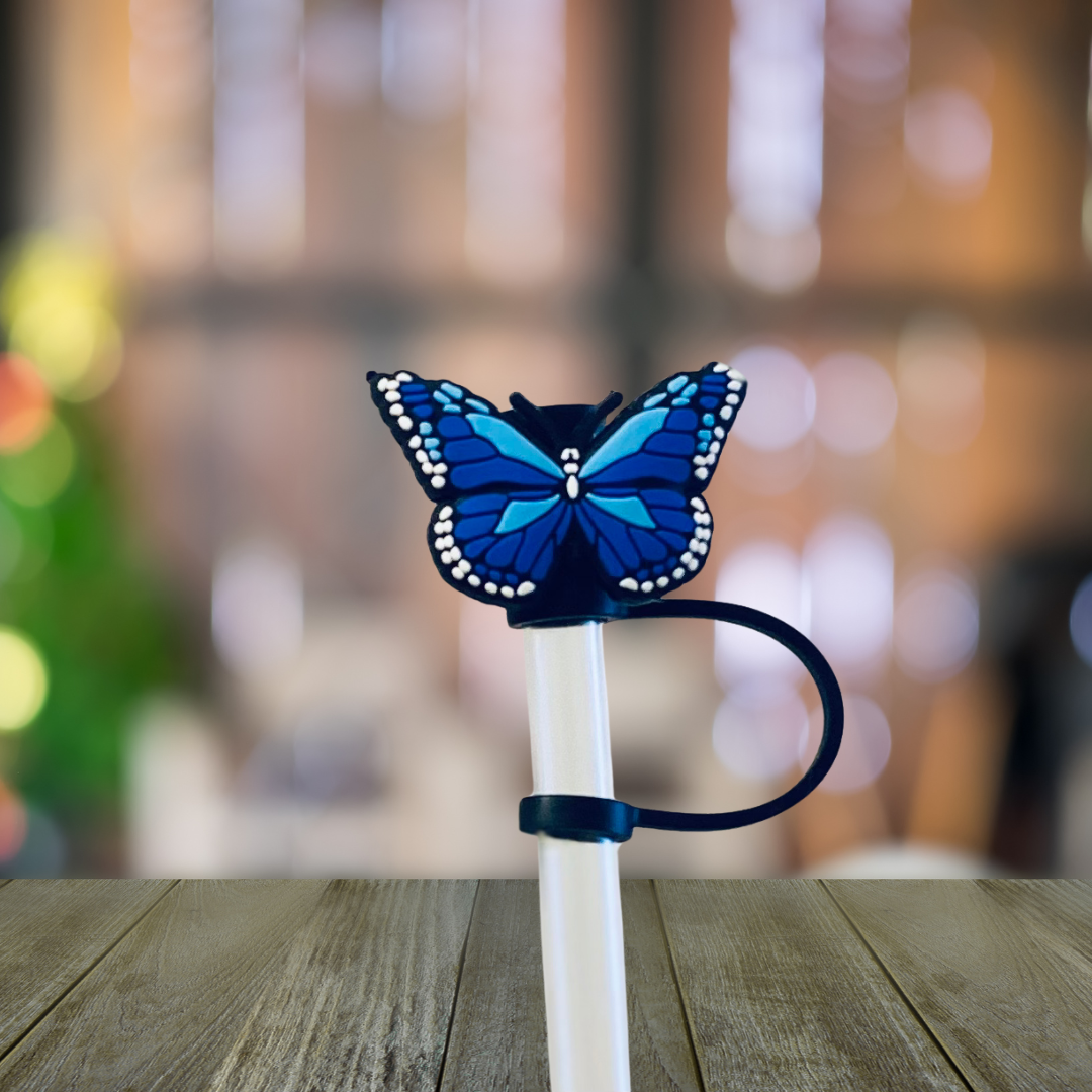Blue Butterfly Straw Topper