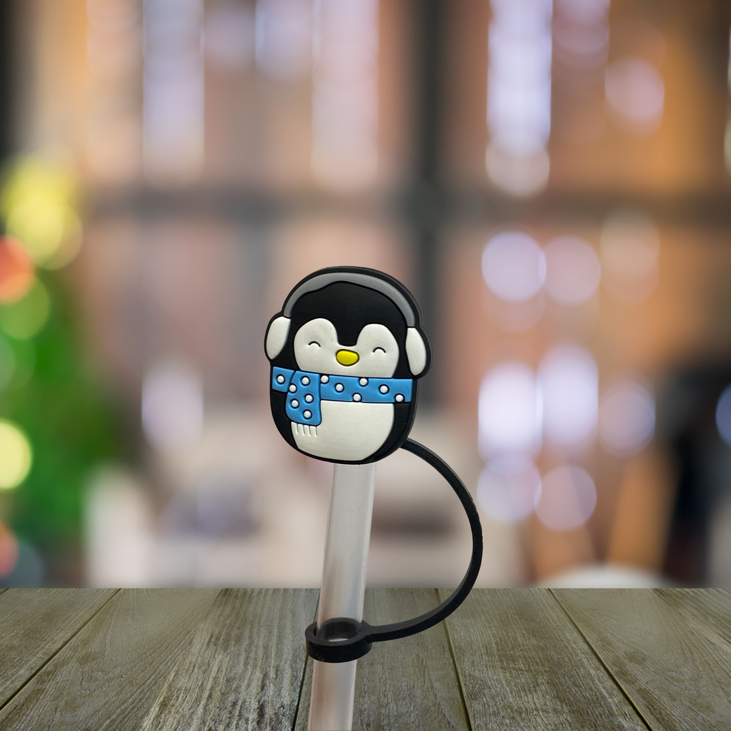 Winter Penguin Straw Topper