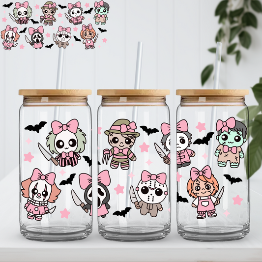 Iridescent Scary Guys Glass Cup