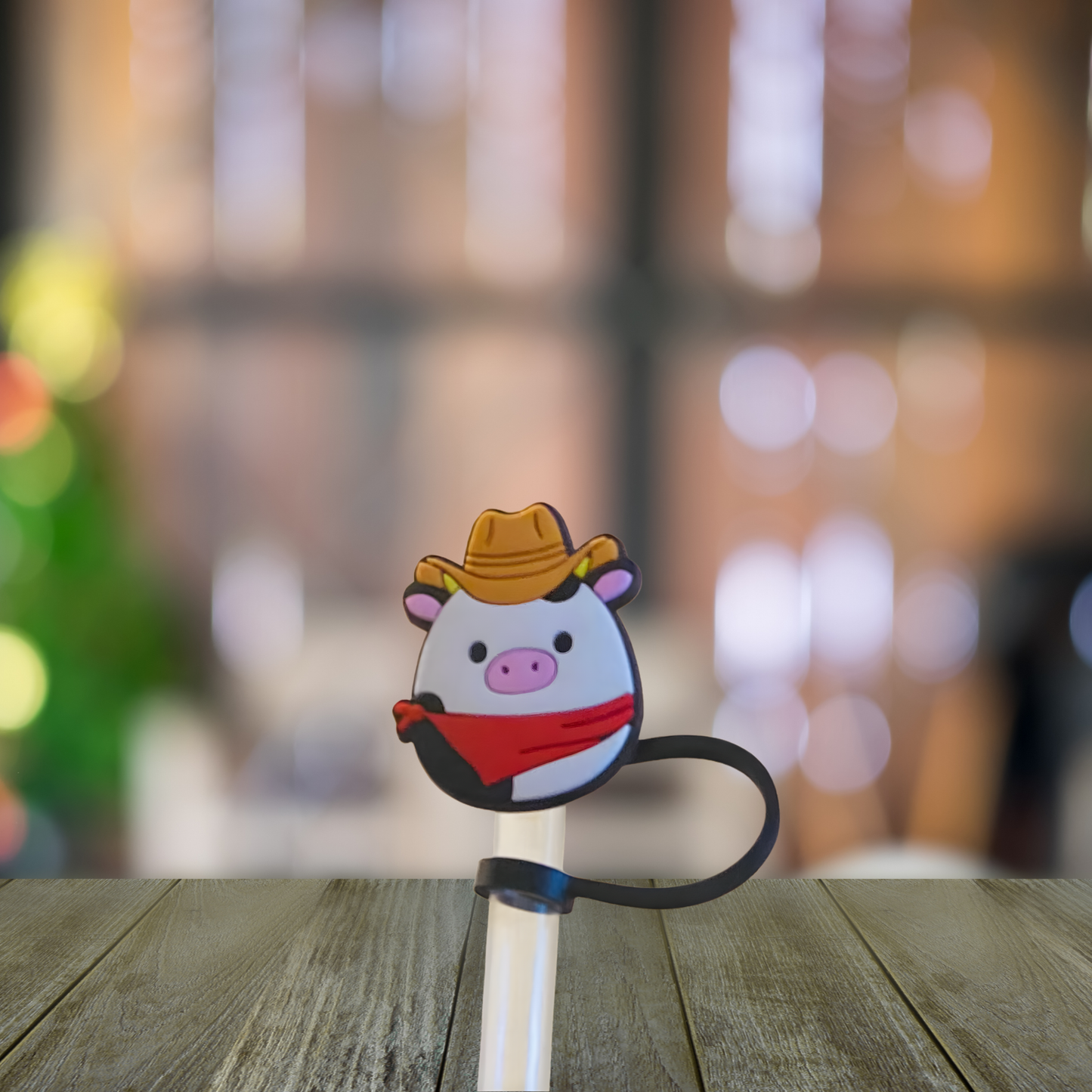 Round Sheriff Cow Straw Topper