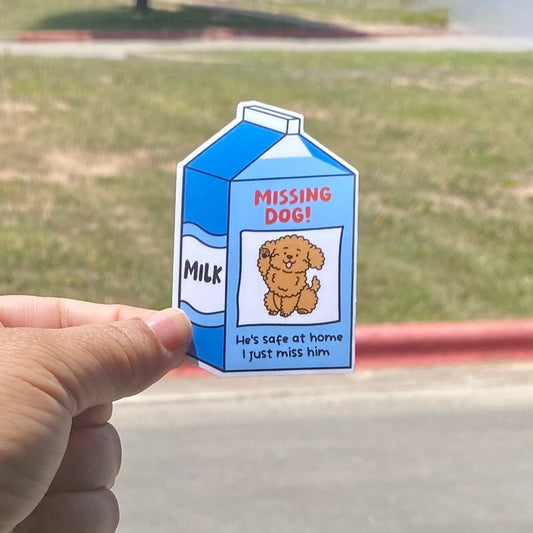 Missing Dog Milk Carton 3" Dog Sticker