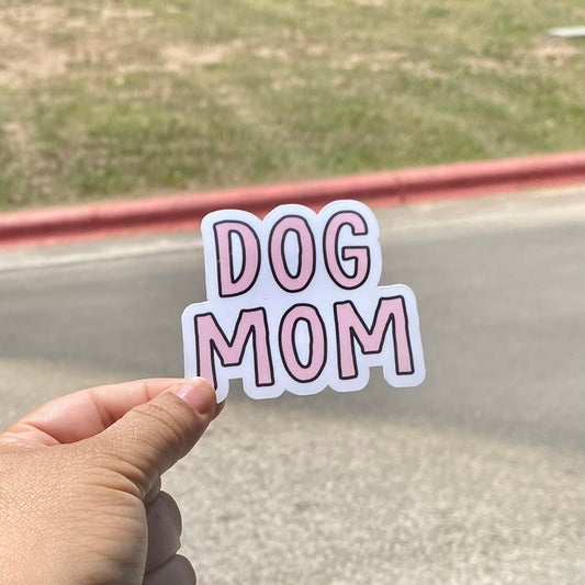 Pink DOG MOM 3" Dog Sticker