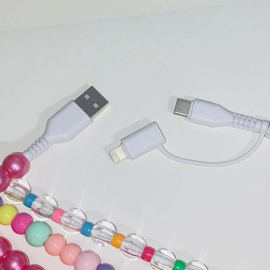 Pearl Beaded Dual Charging Cord
