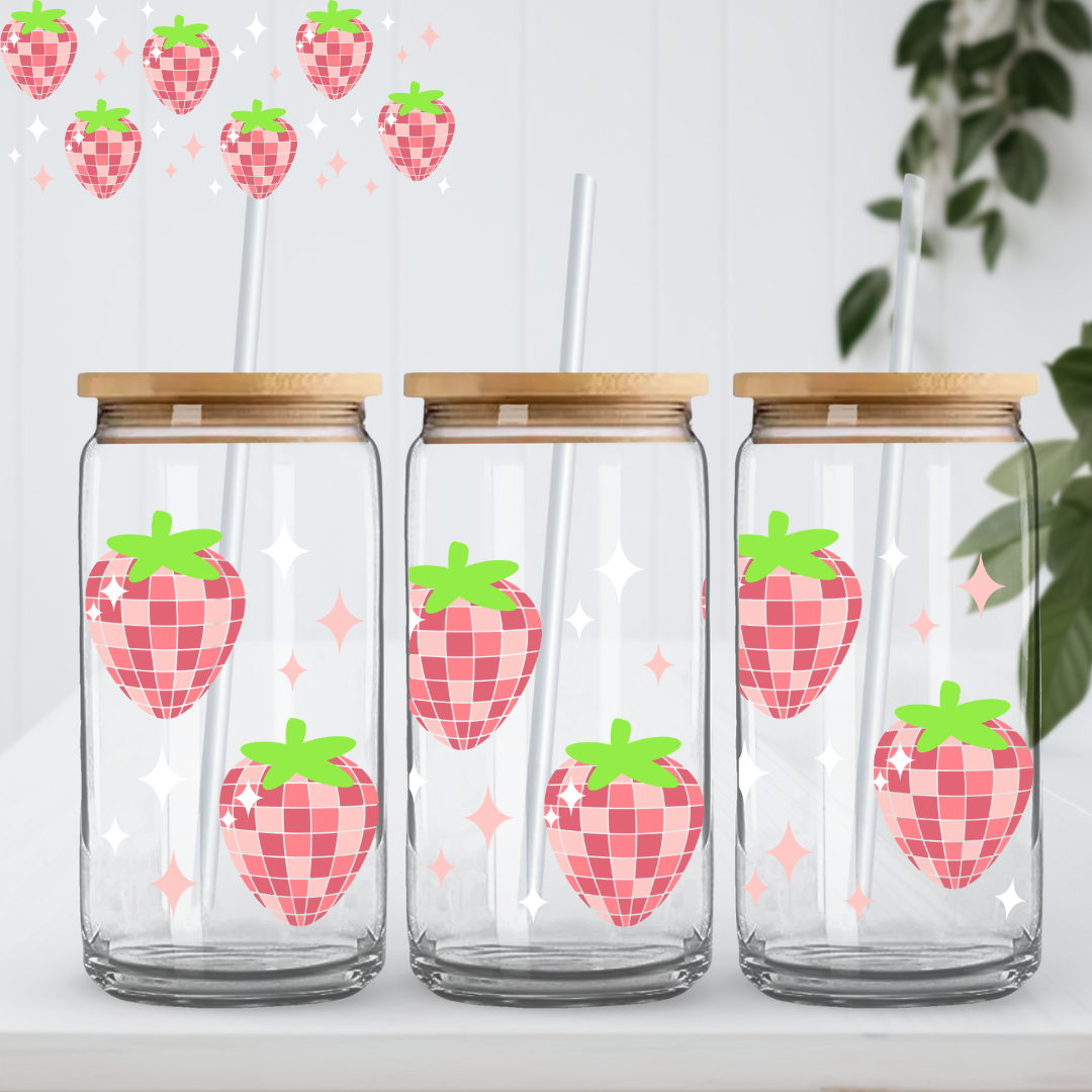 Disco Strawberries Glass Cup