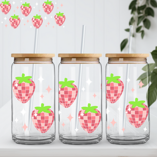 Disco Strawberries Glass Cup