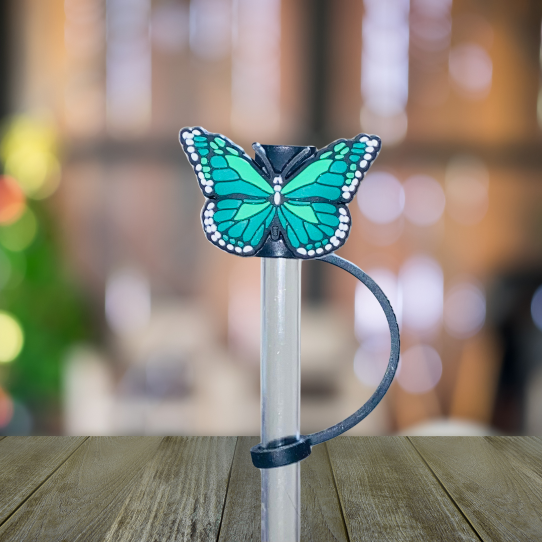 Green Butterfly Straw Topper