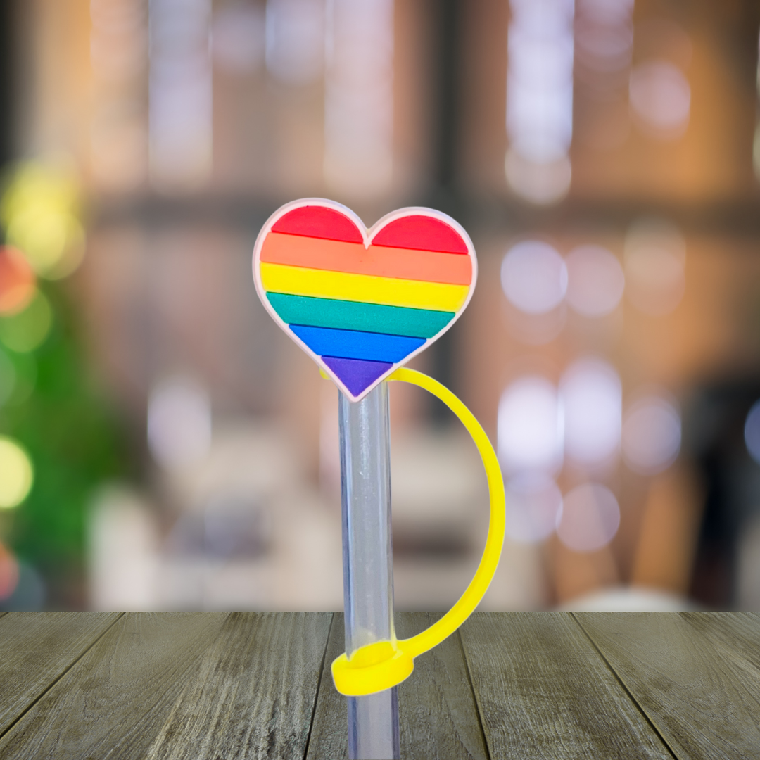 Rainbow Heart Straw Topper