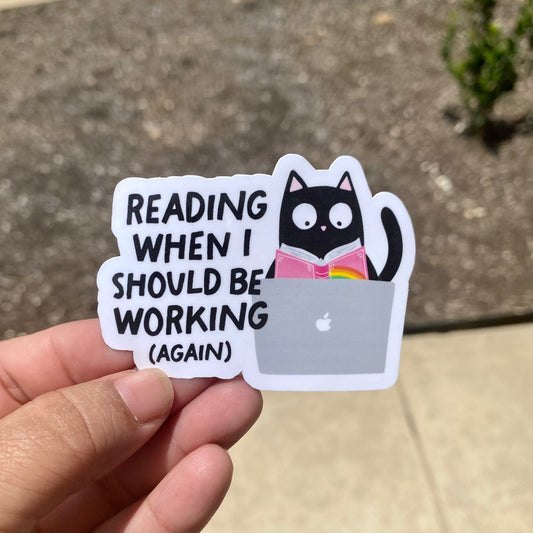 Reading When I Should Be Working, Cat, 3" Sticker