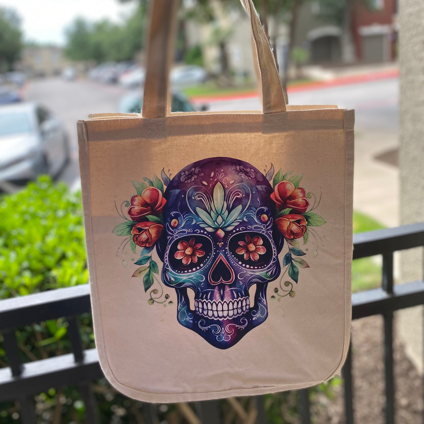 Blue Calavera Tote Bag