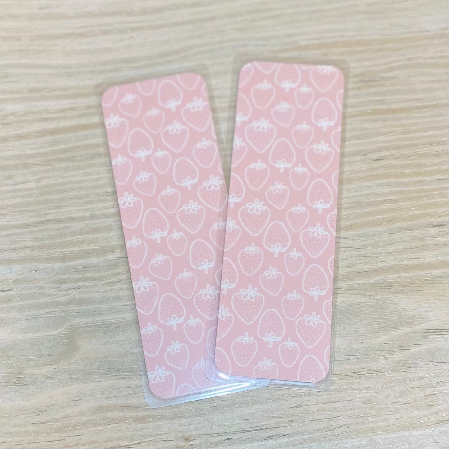 Pink Strawberry Laminated Bookmark