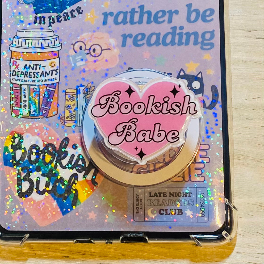 Bookish Babe E-Reader, Phone Grip for all Devices - Magnetic or Adhesive