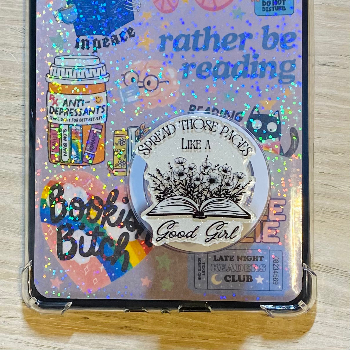 Spread Those Pages Like A Good Girl E-Reader, Phone Grip for all Devices - Magnetic or Adhesive