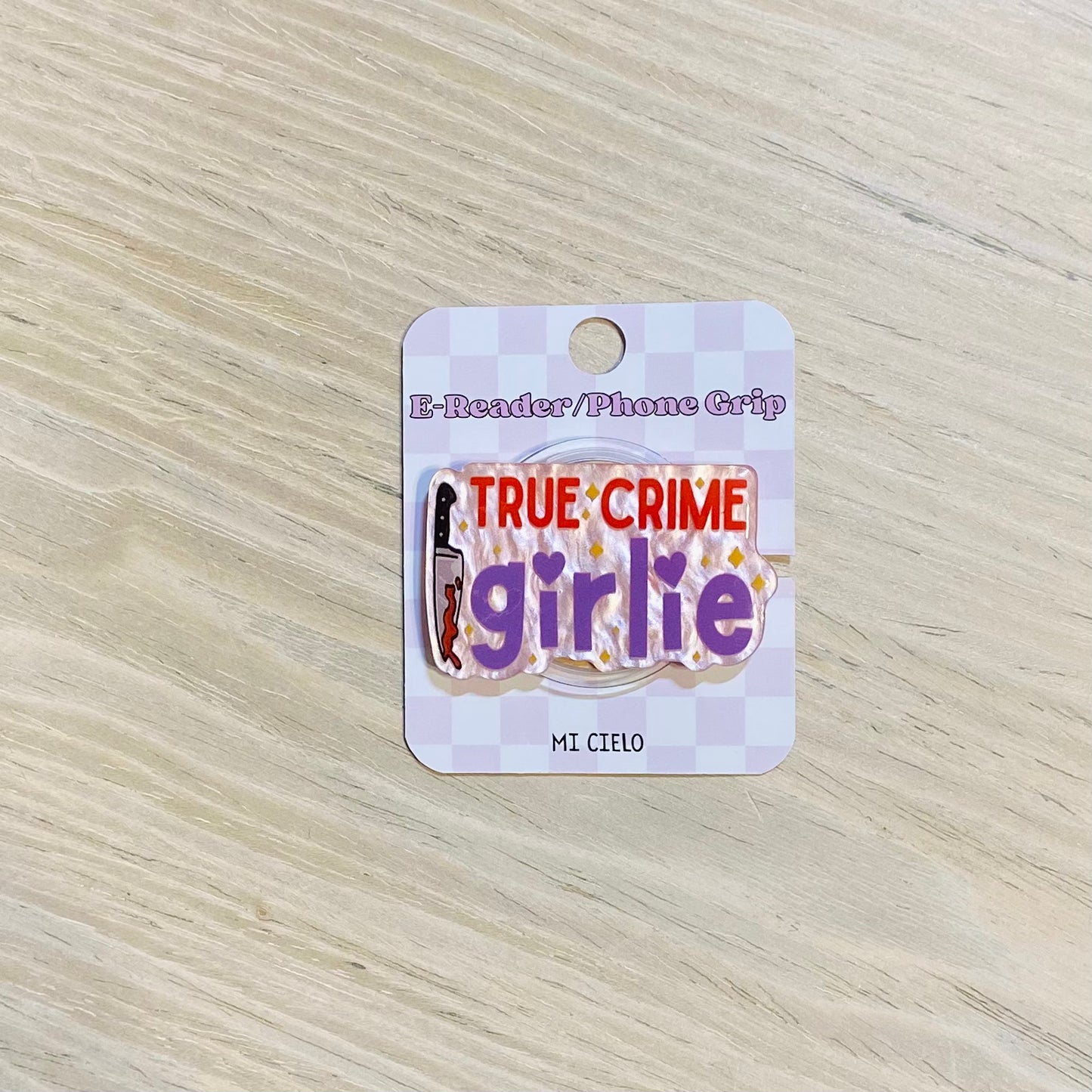 True Crime Girlie E-Reader, Phone Grip for all Devices - Magnetic or Adhesive