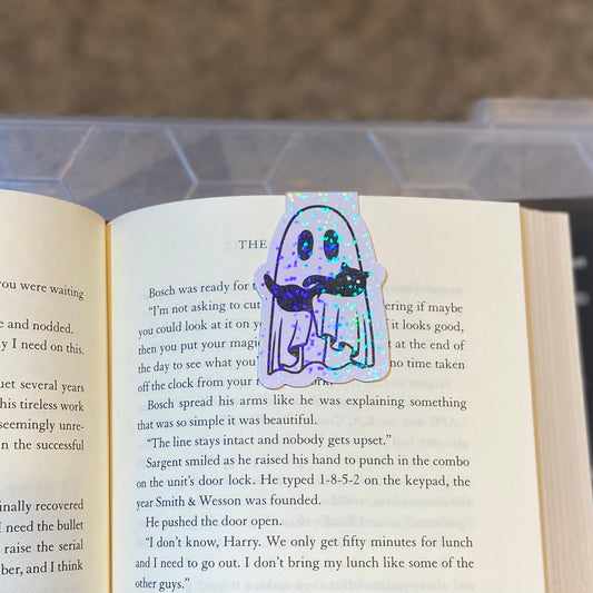 Ghosty Loves His Kitty Holographic Magnetic Bookmark
