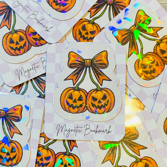 Pumpkin Cherries Holographic Magnetic Bookmark
