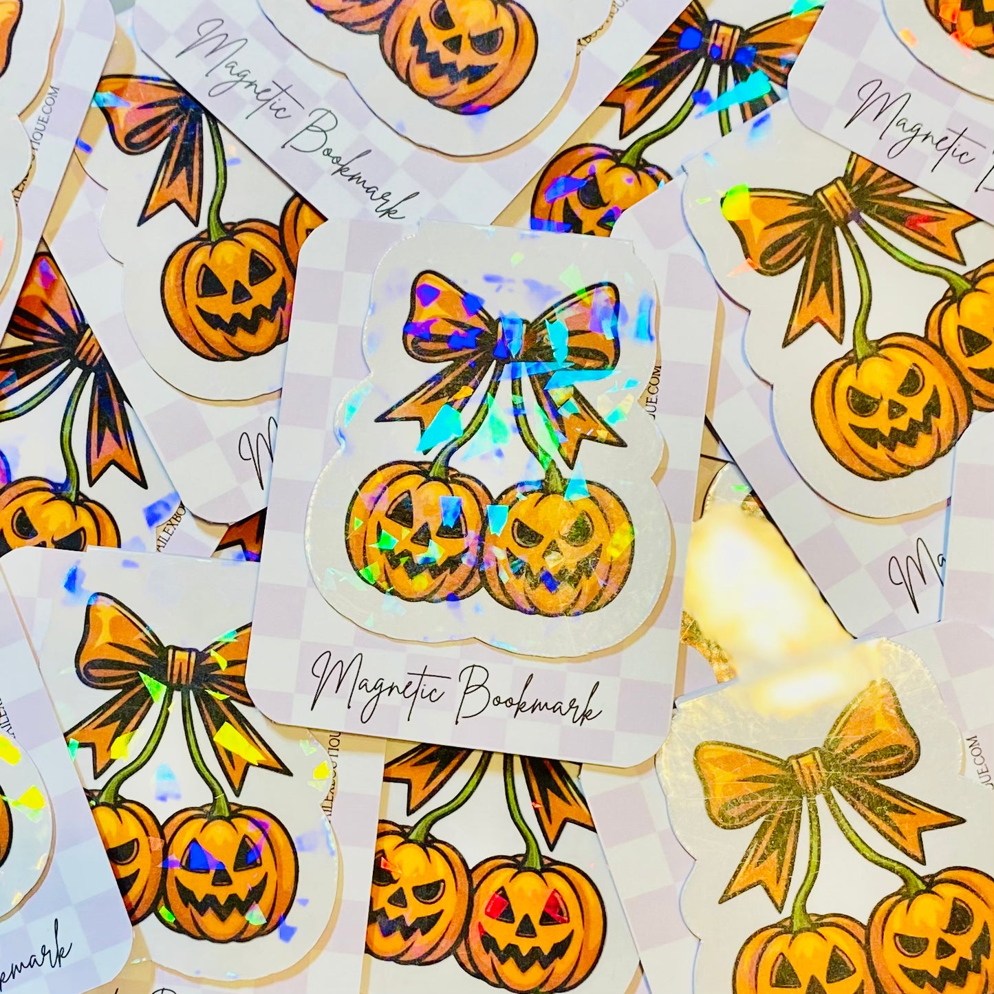 Pumpkin Cherries Holographic Magnetic Bookmark