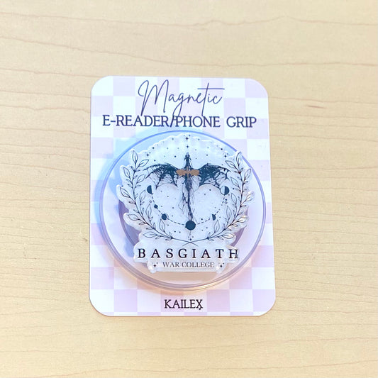 Basgiath E-Reader, Phone Grip for all Devices - Magnetic or Adhesive