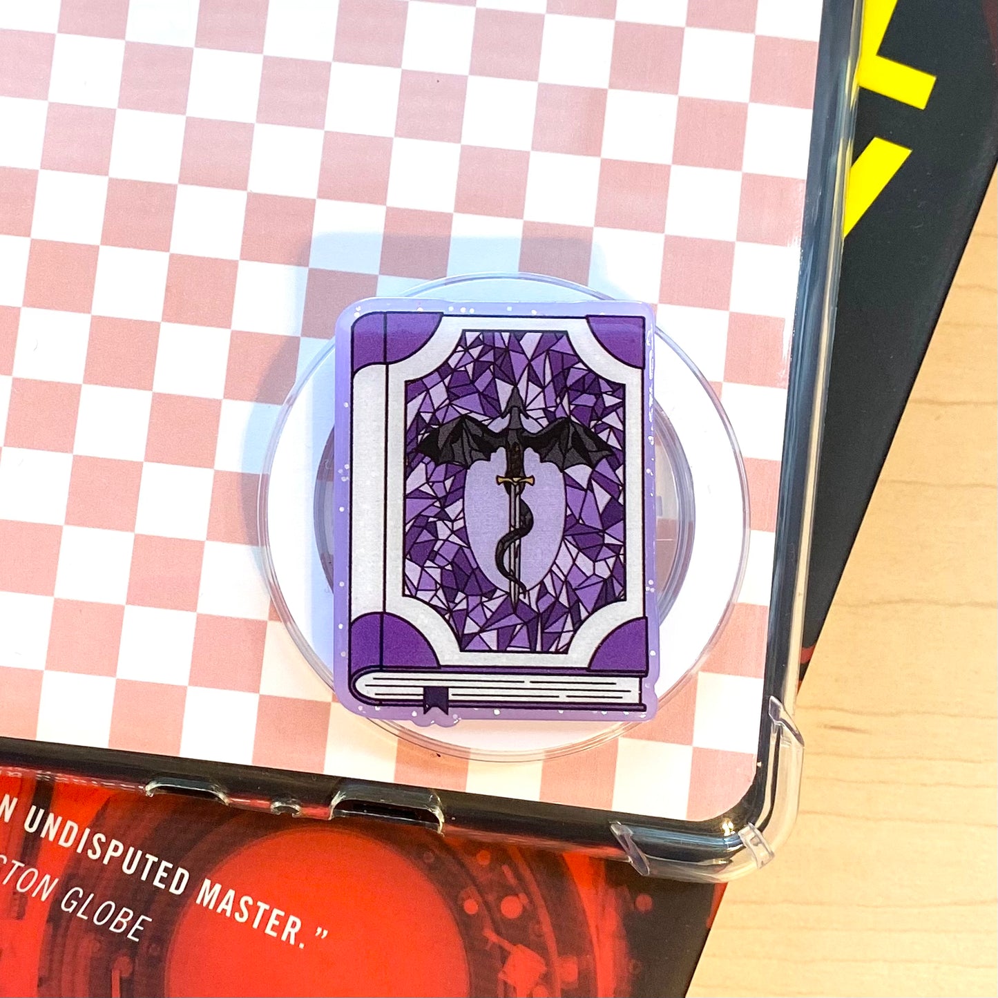 Purple Dragon Book E-Reader, Phone Grip for all Devices - Magnetic or Adhesive