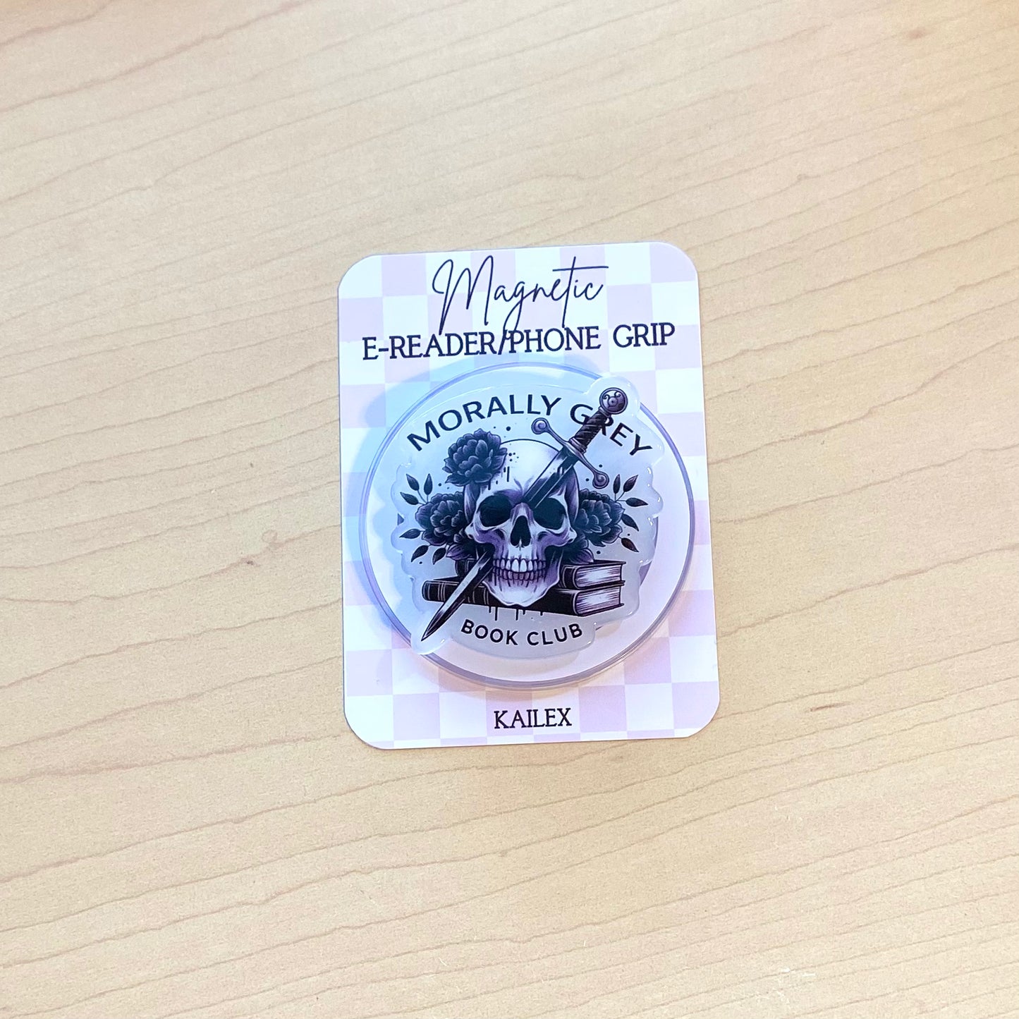 Morally Grey Book Club E-Reader, Phone Grip for all Devices - Magnetic or Adhesive