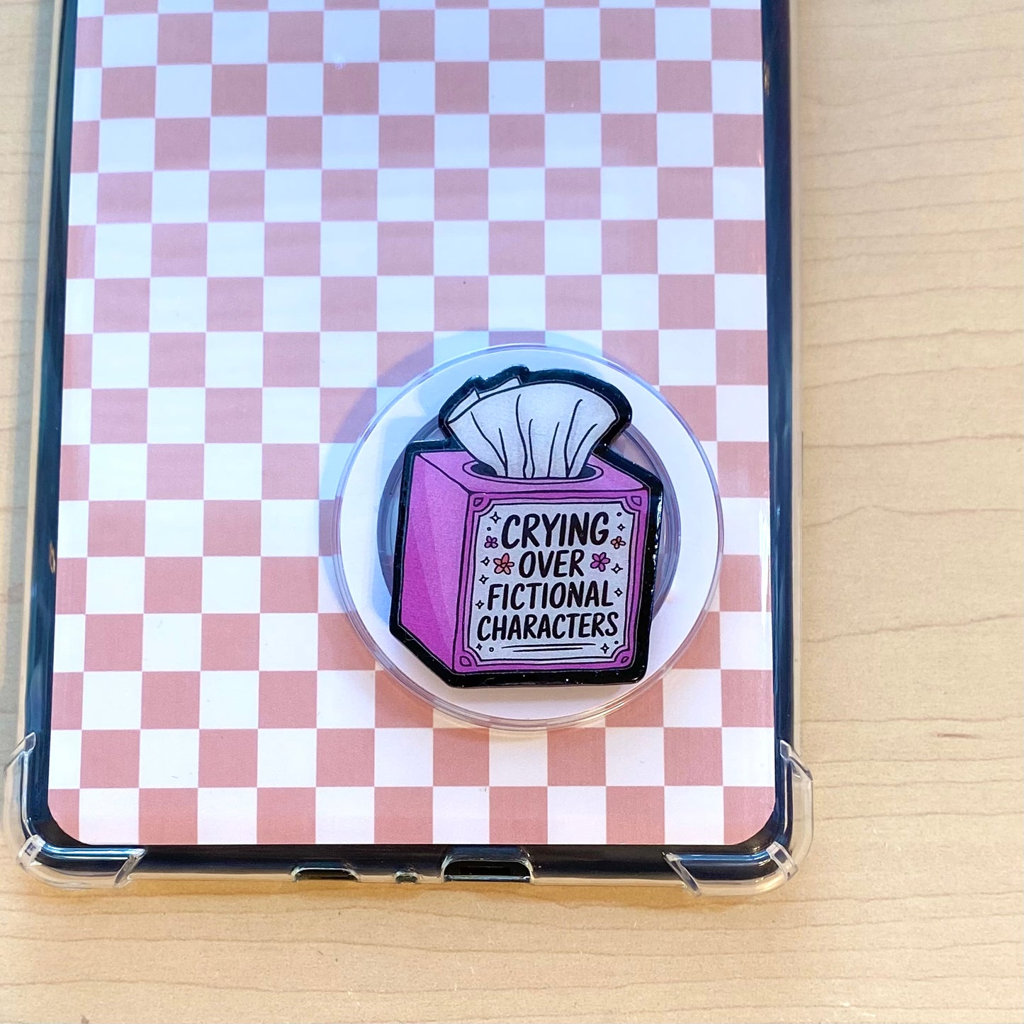 Crying Over Fictional Characters E-Reader, Phone Grip for all Devices - Magnetic or Adhesive