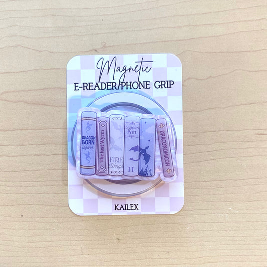 Dragon Born Legend Puruple Books E-Reader, Phone Grip for all Devices - Magnetic or Adhesive