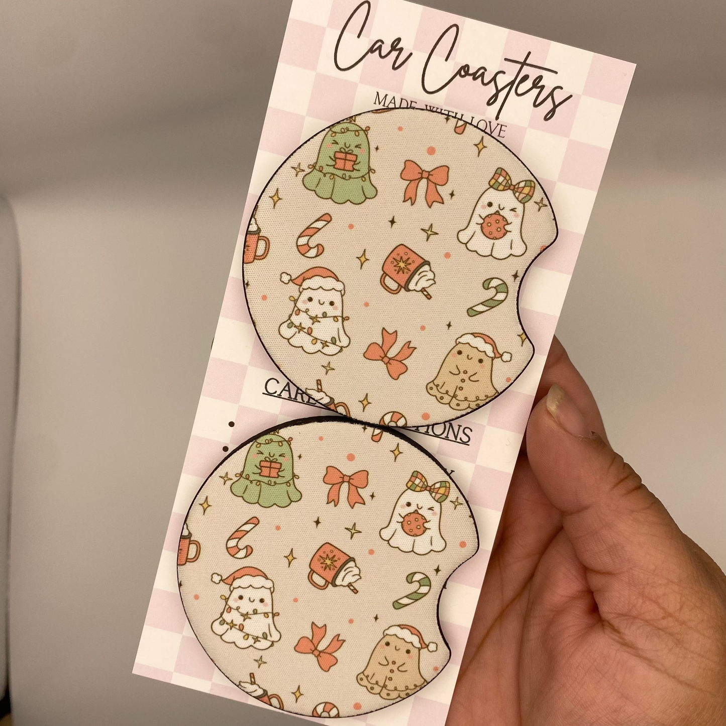 Holiday Ghost Car Coasters