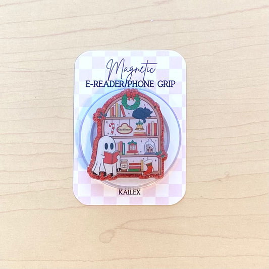 Holiday Ghost Bookshelf Adhesive/Magnetic E-Reader/Phone Grip