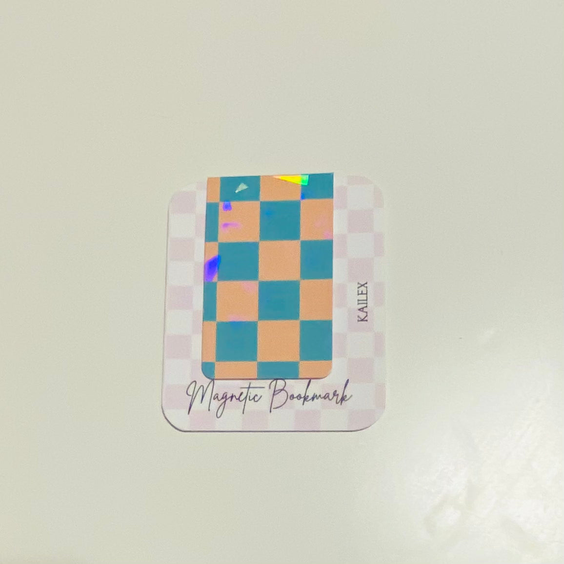 Spring Checkered Holographic Magnetic Bookmark