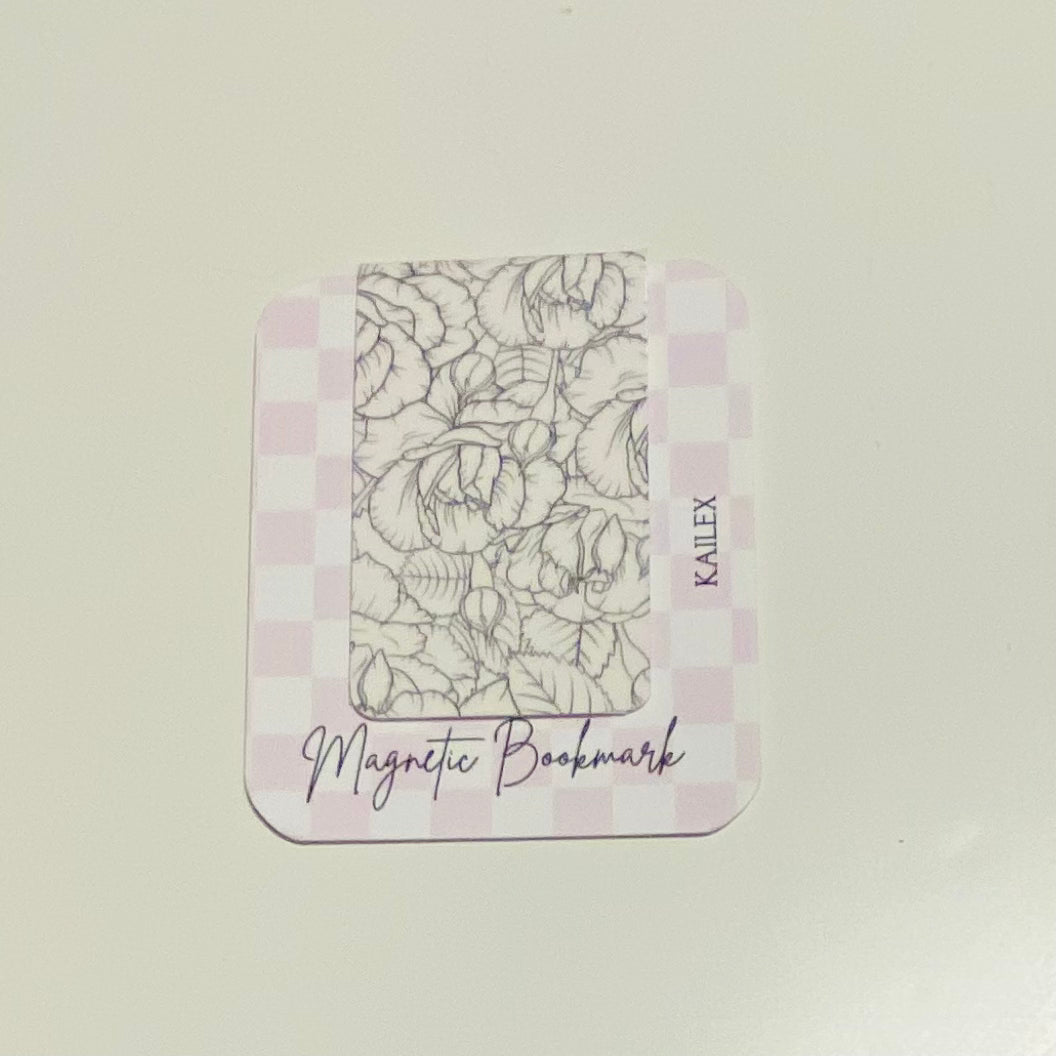 Black and White Flower Holographic Magnetic Bookmark
