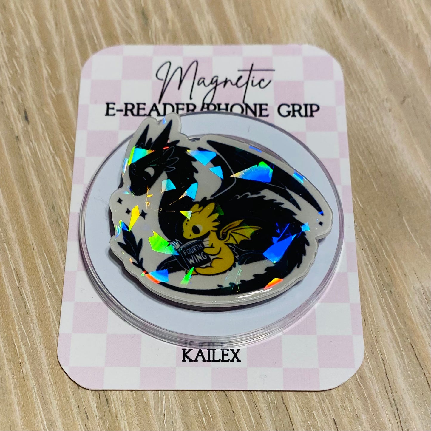 Holographic Dragons E-Reader, Phone Grip for all Devices - Magnetic