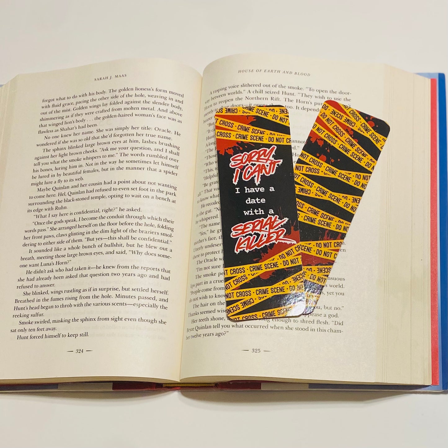 Sorry I cant, I have a date with a Serial Killer with crime tape glossy Bookmark