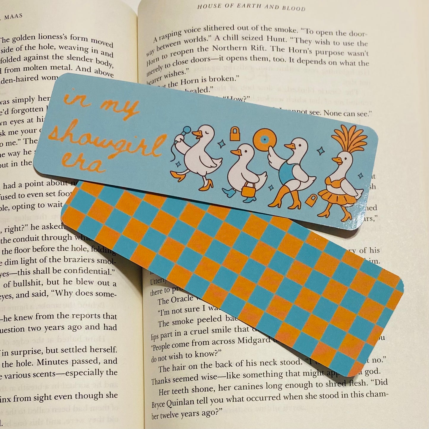 Show girl geese checkered glossy Bookmark