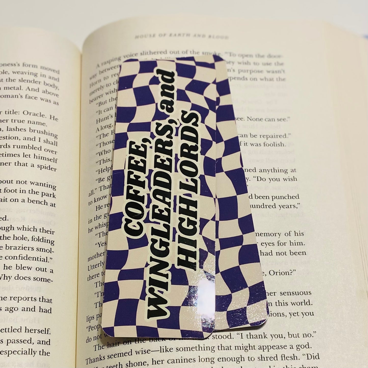 Coffee, Wingleaders, and High Lords checkered glossy Bookmark