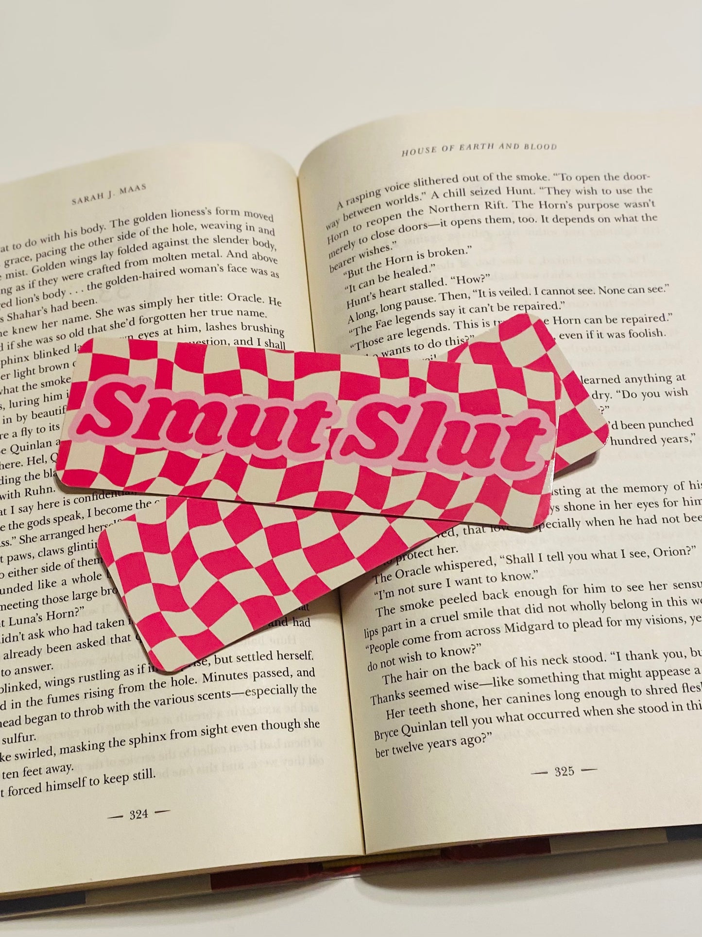 Smut Slut Pink Checkered glossy Bookmark