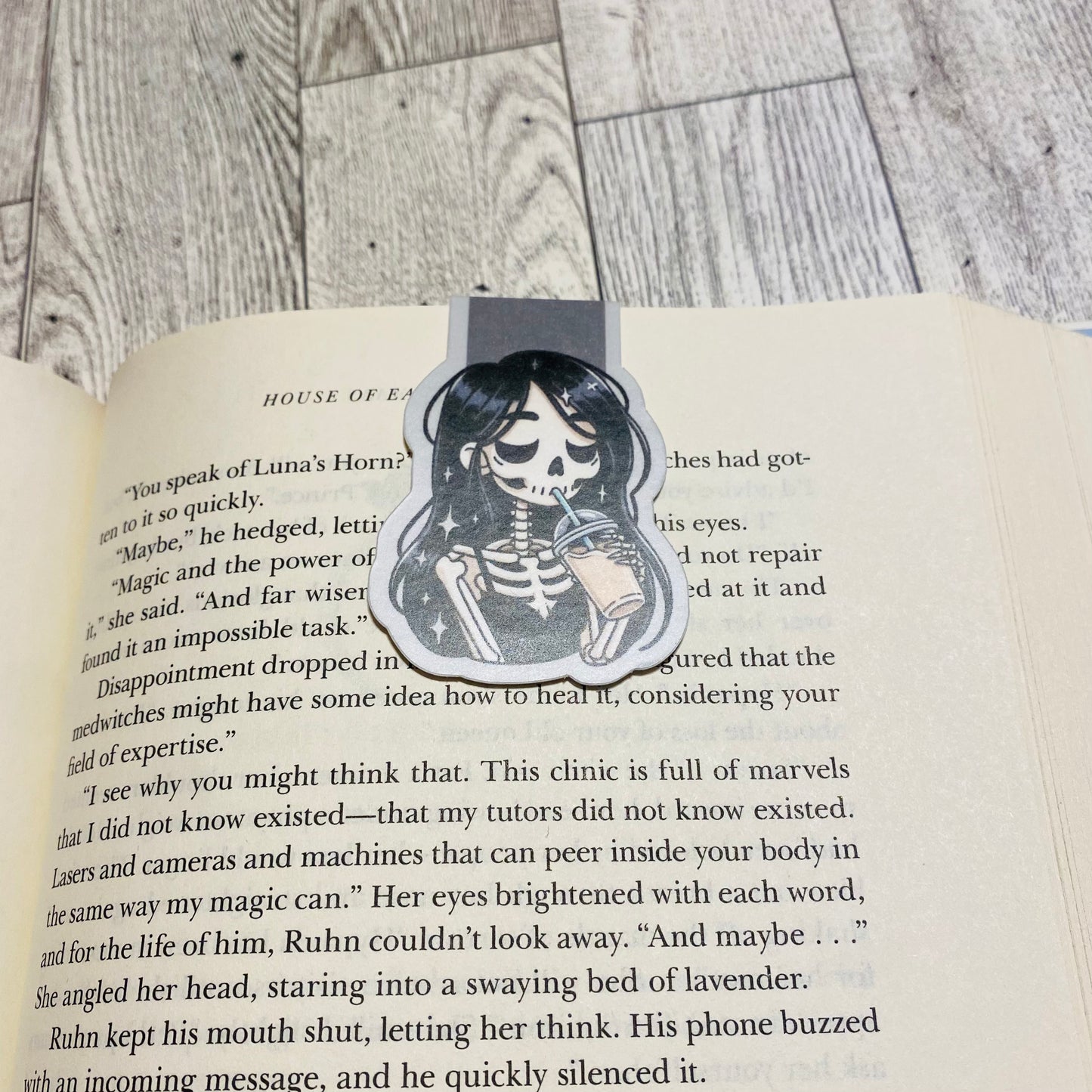 Dark Skelly Coffee girl Magnetic Bookmark