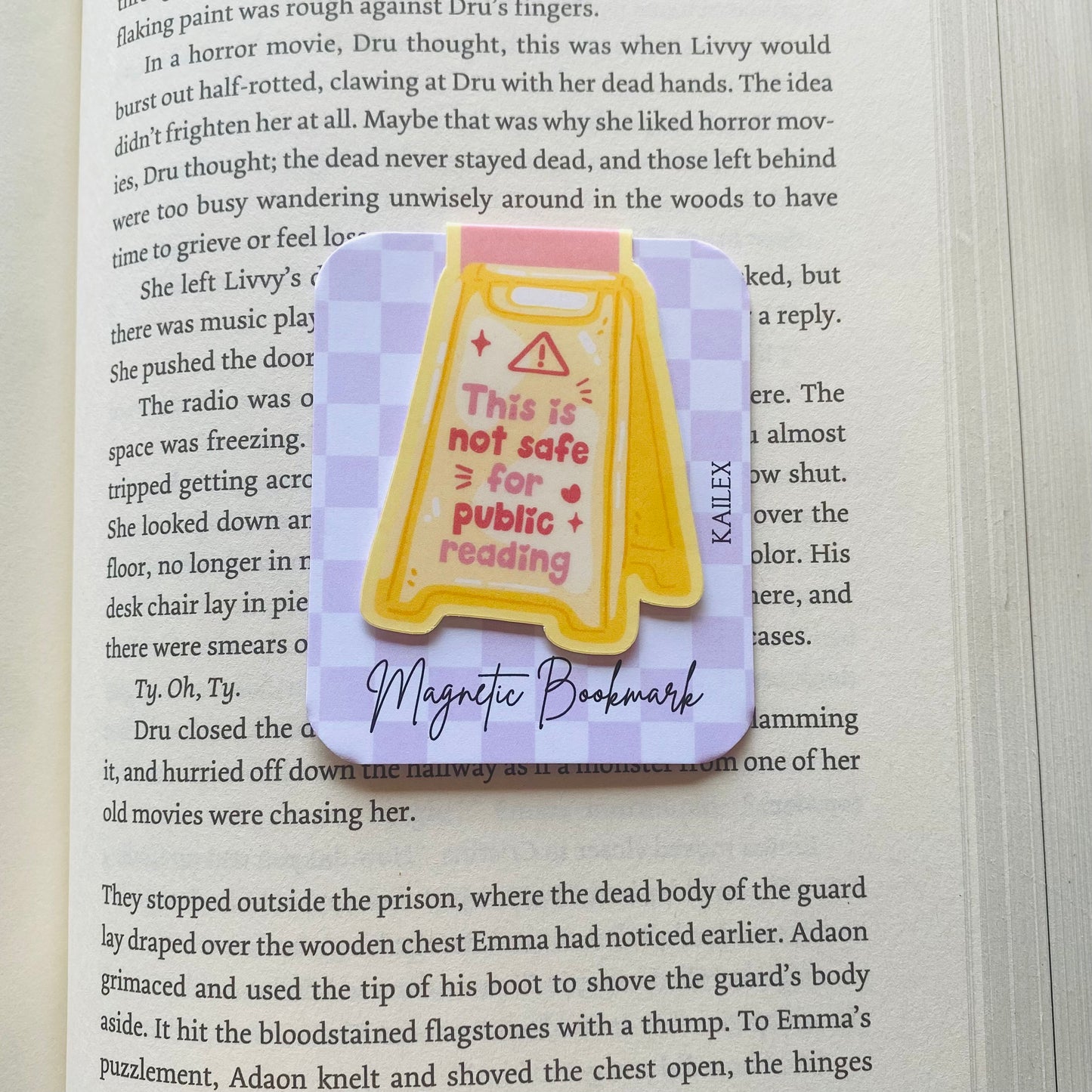 This is not safe for public reading yellow caution sign Magnetic Bookmark