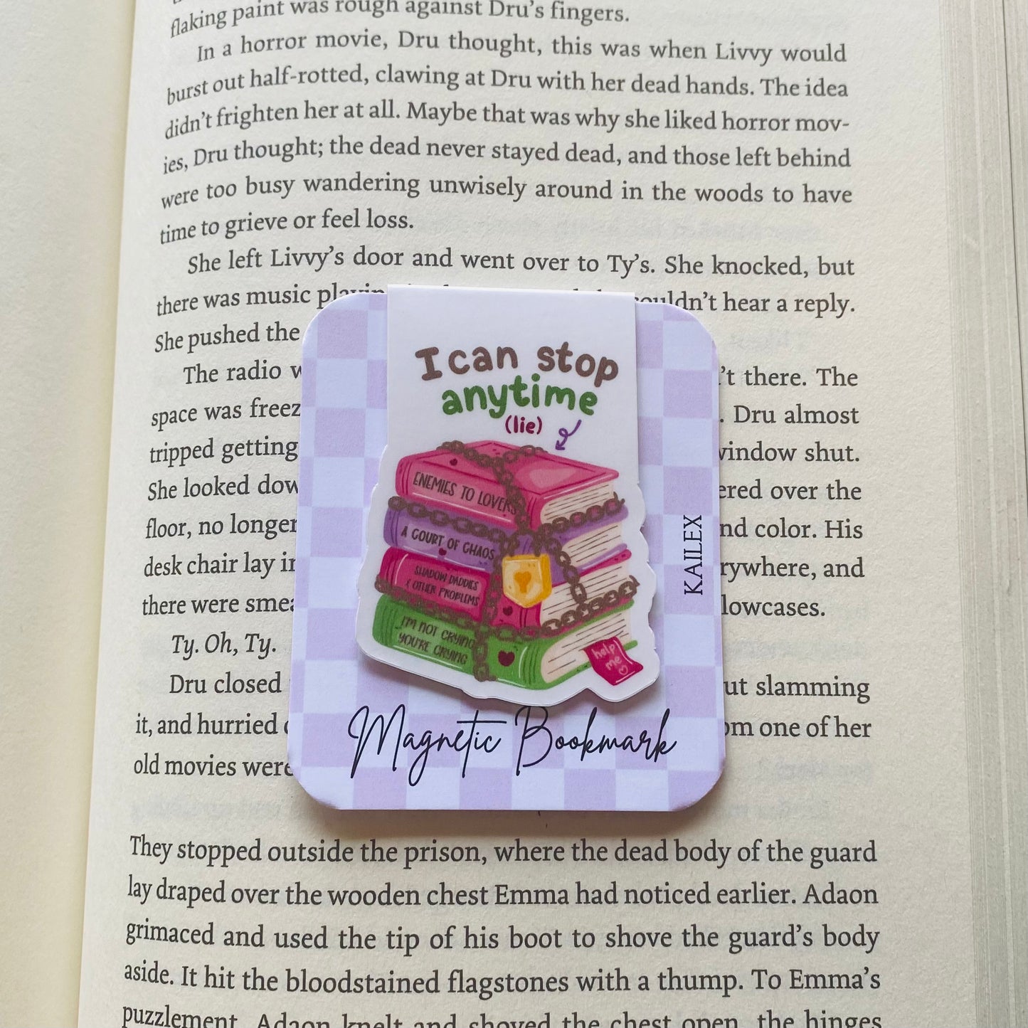 I can stop anytime (lie) stack of books Magnetic Bookmark