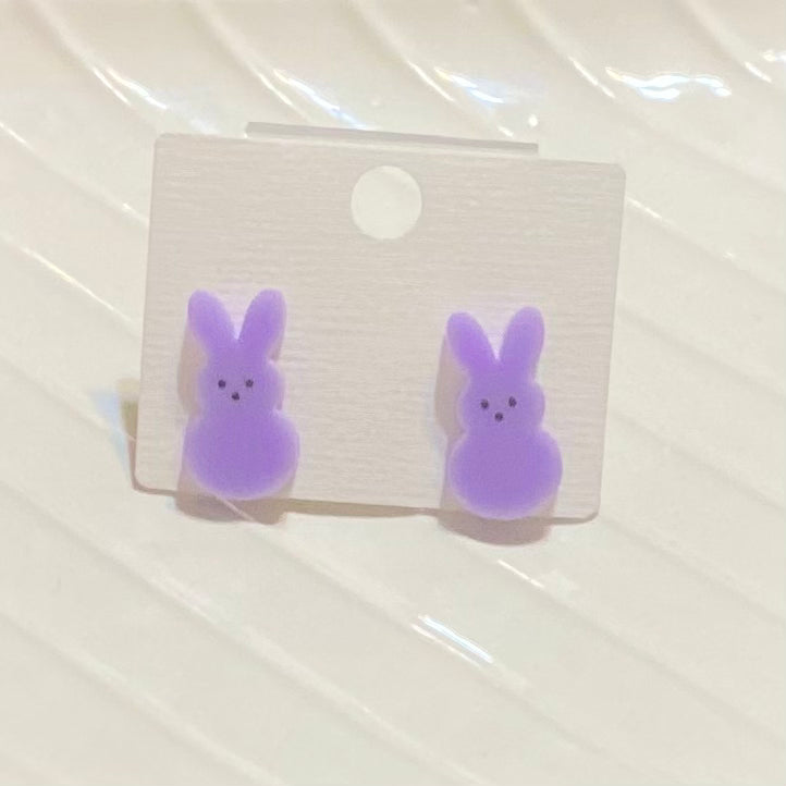 Purple Bunny Stud Earrings