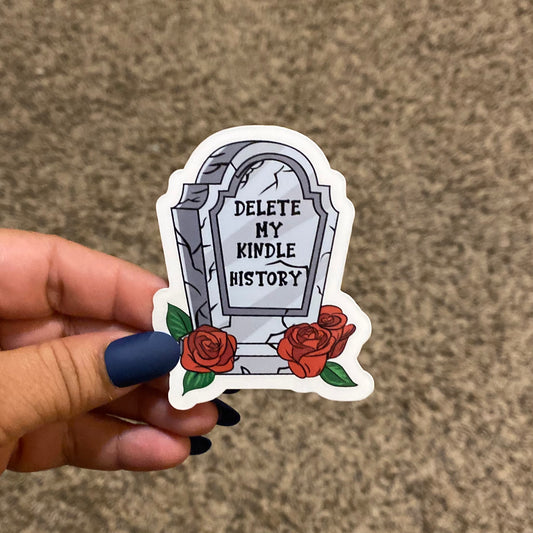 Delete My Kindle History Headstone 3" Sticker