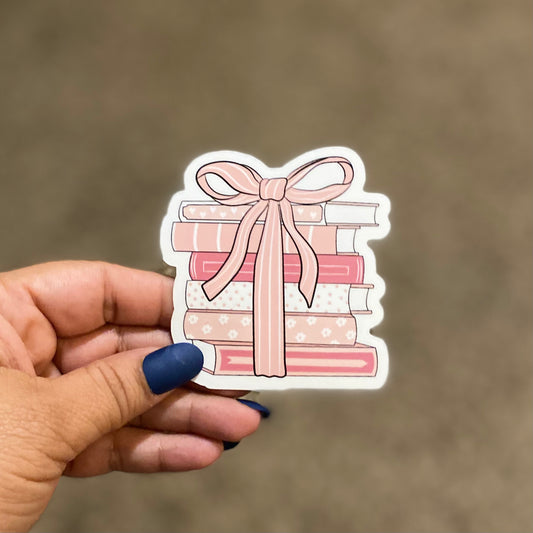Pink Stacked Books 3" Sticker
