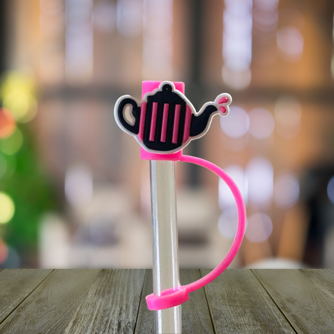 Pink Teacup Straw Topper