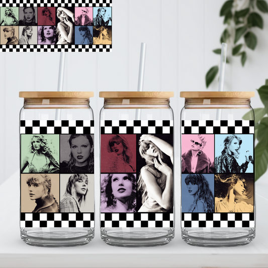 Checkered T Swift Glass Cup