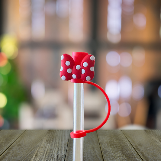 Polka Dot Bow Straw Topper