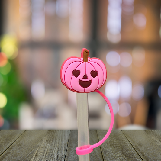 Pink Jack O Lantern Straw Topper