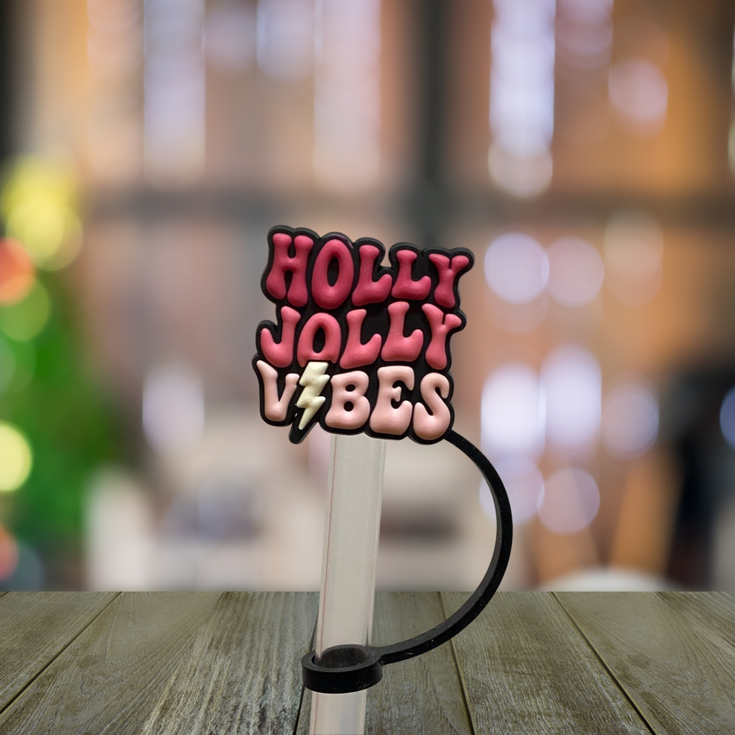 Holly Jolly Vibes Straw Topper