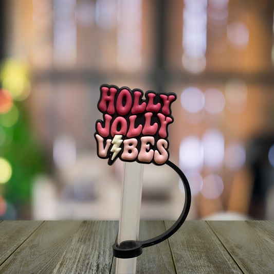 Holly Jolly Vibes Straw Topper