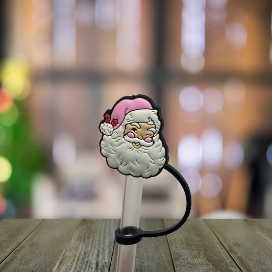 Pink Santa Straw Topper