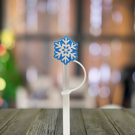 Blue Snowflake Straw Topper